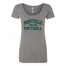 MBSA Next Level - Women’s "Montville Softball"Retro Triblend Short Sleeve Scoop